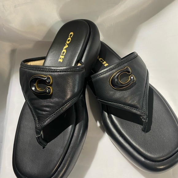 New Coach Sylvie Leather Sandals - Picture 6 of 7